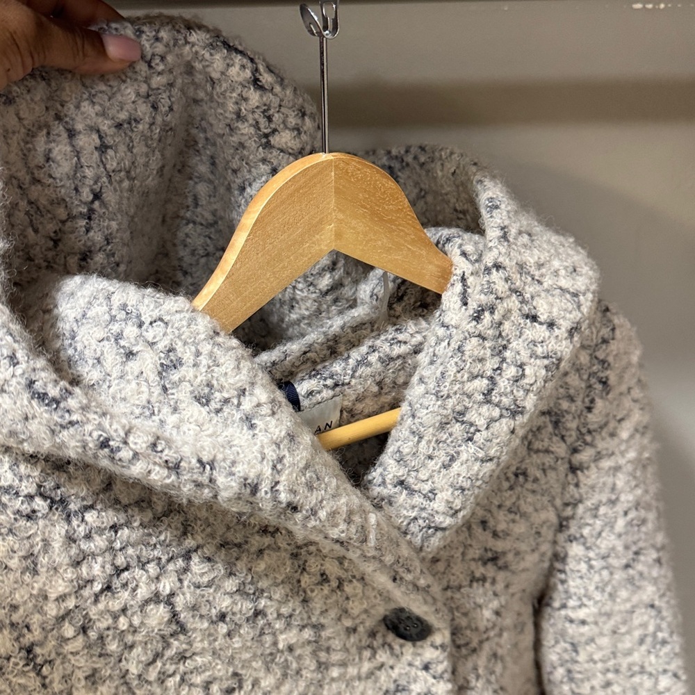 Cole Haan Cream Textured Wool Blend Coat - Picture 7 of 9